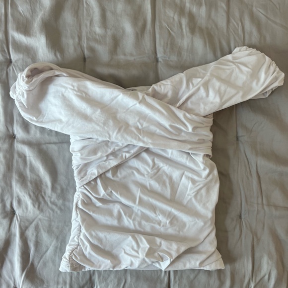 A&F Off-the-Shoulder Ruched Wrap Top - White, XS - Picture 3 of 3